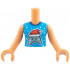 Torso Mini Doll Girl Dark Azure Sleeveless Top with Dark Blue Collar, White Snowflakes, Metallic Light Blue Game Controller with Santa Hat Pattern, Nougat Arms with Hands: {нуга}