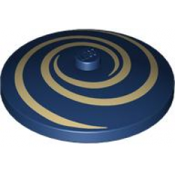 Dish 4 x 4 Inverted (Radar) with Solid Stud with Tan Spirals / Swirls Pattern: {земно син}