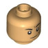 Minifigure, Head Black Eyebrows, One Raised, Dark Orange Creases and Chin Dimple, Closed Mouth Smirk Pattern: {умерен тан}