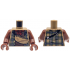Torso Plaid Shirt Open with Blue Lines, Shoulder Bag with Black Strap, Reddish Brown Undershirt and Dark Red Scarf Pattern / Reddish Brown Arms / Reddish Brown Hands: {пясъчно жълт}