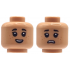 Minifigure, Head Dual Sided Child Black Eyebrows, Single Eyelashes, Dark Orange Freckles, Open Mouth Smile / Frown Pattern: {нуга}