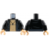 Torso Shirt Open with Sand Blue Lines, Medium Tan Bare Chest, Dark Bluish Gray Muscles Outline, Pendant Necklace Pattern / Black Arms / Medium Tan Hands: {черен}