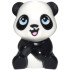 Panda, Mini Doll Style, Baby Cub, Sitting with Molded White Head and Body and Printed Black Nose and Eye Patches and Bright Light Blue Eyes, Open Mouth with Bright Pink Tongue Pattern (Friends BaoBao): {черен}