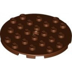 Plate, Round 6 x 6 with Hole: {червеникаво-кафяв}