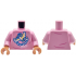 Torso Female Shirt with Blue, Yellow and White Bird, Rainbow, and Writing, Dark Pink Creases Pattern / Bright Pink Arms / Nougat Hands: {светло пурпурен}