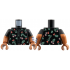Torso Button Up Shirt with White and Coral Flowers, Sand Green Leaves Pattern / Sienna Arm Left with Molded Black Short Sleeve and Printed Dark Blue and White Cuff Pattern / Sienna Arm Right with Molded Black Short Sleeve Pattern / Sienna Hands: {черен}