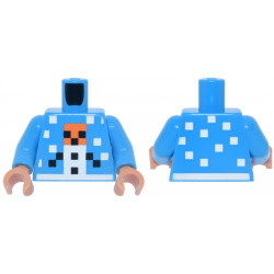 Torso Pixelated Holiday Sweater with White, Orange and Black Snow Golem and Snowflakes Pattern / Dark Azure Arms / Nougat Hands: {тъмно небесносин}