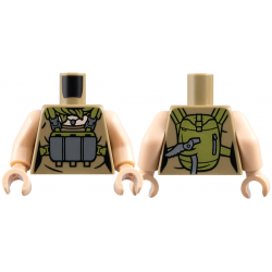 Torso Female Top, Olive Green Scarf, Utility Harness with Backpack, Dark Bluish Gray Pendant Necklace, Light Nougat Neck Pattern / Light Nougat Arms / Light Nougat Hands: {пясъчно жълт}