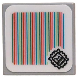 Tile 2 x 2 with Super Mario Scanner Code Thwomp Pattern (Sticker) - Set 72043: {умерено каменно сив}