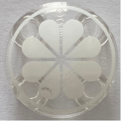Plate, Round 2 x 2 with Rounded Bottom (Boat Stud) with 8 White Petals and Ring Outline Pattern: {прозрачен}