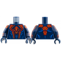 Torso Large Red Spider, Orange Trim, Blue Muscle Contours and Dots Pattern / Dark Blue Arms with Red Pauldron, Cuff, and Stripe, Orange Trim and Blue Dots Pattern / Dark Blue Hands: {земно син}