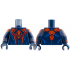 Torso Large Red Spider, Orange Trim, Blue Muscle Contours and Dots Pattern / Dark Blue Arms with Red Pauldron, Cuff, and Stripe, Orange Trim and Blue Dots Pattern / Dark Blue Hands: {земно син}