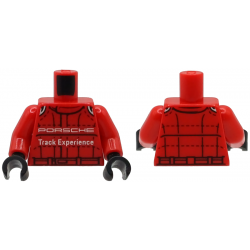 Torso Racing Suit with Black Stitching, Silver Shoulder Trim and White 'PORSCHE Track Experience' Pattern / Red Arms / Black Hands: {ярко червен}