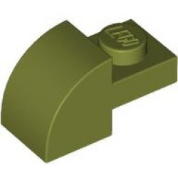 BRICK, 1X2X1, BOW, W/ CUTOUT: {маслинено зелен}