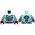 Torso Silver Armor Plates, Dragon Skull with Horns and Red Eyes, Rope Belt, Medium Azure and Dark Blue Swirls Pattern / Trans-Light Blue Arms / Red Hands: {аквамарин}