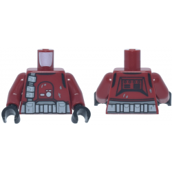 Torso SW Galactic Marine Clone Trooper Armor, Light Bluish Gray and Black Markings, Belt and Strap with Pouches Pattern / Dark Red Arms / Black Hands: {нов тъмно червен}