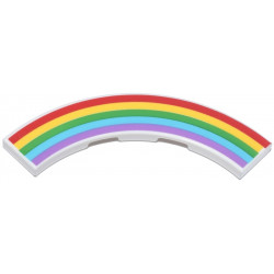 Tile, Round Corner 4 x 4 Macaroni with Red, Yellow, Green, Medium Azure and Medium Lavender Rainbow Pattern: {бял}