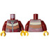Torso Jacket with Dark Orange and Tan Stripes, Pockets, Silver Buttons and Zipper over Olive Green Sweater Pattern / Dark Red Arms / Yellow Hands: {нов тъмно червен}
