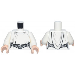 Torso SW Loose Dress and Hood, Detailed Belt with 5 Silver Emblems Pattern (Leia) / White Arms / Light Nougat Hands: {бял}