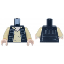 Torso SW Vest Open with Pockets over Tan Shirt with Open Collar and Dark Bluish Gray Folds Pattern / Tan Arms / Light Nougat Hands: {черен}
