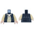 Torso SW Vest Open with Pockets over Tan Shirt with Open Collar and Dark Bluish Gray Folds Pattern / Tan Arms / Light Nougat Hands: {черен}