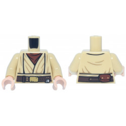 Torso SW Layered Shirt, Reddish Brown Undershirt, Dark Brown Belt with Gold Buckle and Silver Clip Pattern (SW Obi-Wan) / Tan Arms / Light Nougat Hands: {тухлено жълт}