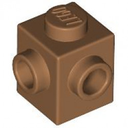 BRICK 1X1, W/ 2 KNOBS, CORNER: {умерен нуга}