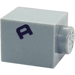 Brick 1 x 1 with Angled Off-Center Dark Blue Capital Letter A Pattern: {умерено каменно сив}