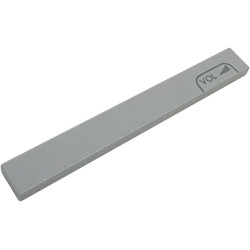 Tile 1 x 8 with Dark Bluish Gray Triangle, 'VOL' and Outline Pattern: {умерено каменно сив}
