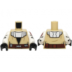 Torso SW Robe, White Collar, Reddish Brown Belt with Pouch and Silver Buckle Pattern / White Arms with Jedi Crest and Compad Pattern / Black Hands: {тухлено жълт}