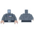 Torso SW Imperial Officer 21, Black Belt with Silver Buckle and Dot, Blue, Red and Yellow Rank Badge, 4 Code Cylinders, Folds on Back Pattern (Grand Moff Tarkin) / Dark Bluish Gray Arms / Light Nougat Hands: {тъмно каменно сив}