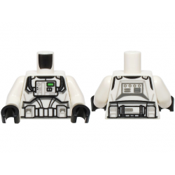 Torso SW Armor Clone Pilot with Belt with Boxes, Life Support System with Dark Bluish Gray Tubes and Bright Green Display Pattern / White Arms / Black Hands: {бял}