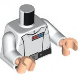 Torso SW Imperial Officer 23, Black Belt with Silver Buckle and Dot, Blue and Red Rank Badge, Folds on Back Pattern (Colonel Wullf Yularen) / White Arms / Light Nougat Hands: {бял}