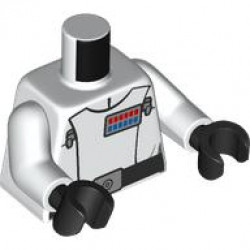 Torso SW Imperial Officer 24, Black Belt with Pouch, Silver Buckle and Dot, Red and Blue Rank Badge, and 2 Code Cylinders Pattern (Director Krennic) / White Arms / Black Hands: {бял}