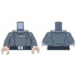 Torso SW Imperial Officer 22, Black Belt with Silver Buckle and Dot, Blue and Red Rank Badge, 3 Code Cylinders Pattern (Admiral Motti) / Dark Bluish Gray Arms / Light Nougat Hands: {тъмно каменно сив}