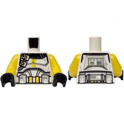 Torso SW Armor Clone Trooper, Dark Tan Buckles, Yellow Markings and White Pouches and Detailed Belt Pattern / Yellow Arms / Black Hands: {бял}