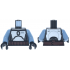 Torso SW Mandalorian Silver Armor Plates, Dark Brown Belt with Rope Edges and Pouches Pattern / Sand Blue Arms / Black Hands: {титаниево метален}