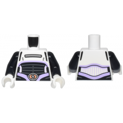 Torso Cropped Top with Silver Bar and Lavender Trim over Black Robe with Light Bluish Gray Lines, Nougat Belt Buckle Pattern / Black Arms / White Hands: {бял}