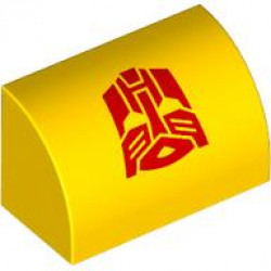 BRICK 1X2, OUTSIDE HALF BOW, NO. 58: {ярко жълт}