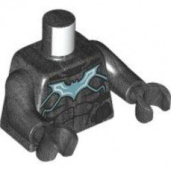 Torso Armor with Dark Silver Highlights, Metallic Light Blue and White Bat Symbol, Black Muscles Outline Pattern / Pearl Dark Gray Arms / Pearl Dark Gray Hands: {титаниево метален}