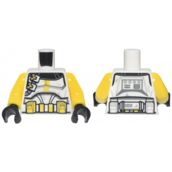 Torso SW Armor Clone Trooper, Dark Tan Buckles, Yellow Markings and Pouches and Detailed Belt Pattern / Yellow Arms / Black Hands: {бял}