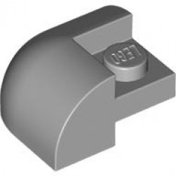 BRICK,2X2X1,BOW OUTSIDE CORNER,W/ CUTOUT: {умерено каменно сив}