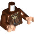Torso Jacket over Dark Tan Plaid Vest and Tan Shirt, Polka Dot Bow Tie, Silver Chain Pattern / Reddish Brown Arms / Light Nougat Hands: {червеникаво-кафяв}
