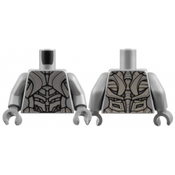 Torso Silver Armor Skeleton, Dark Bluish Gray Trim Pattern / Flat Silver Arms / Flat Silver Hands: {сребърно метален}