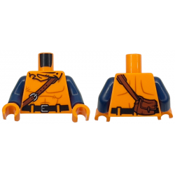 Torso with Muscles Outline, Black Belt, Reddish Brown Shoulder Bag, Silver Buckles Pattern / Dark Blue Arms / Orange Hands: {ярко оранжев}