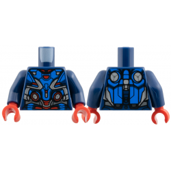 Torso Blue Armor Panels, Red Highlights and Arc Reactor, Silver Trim Pattern / Dark Blue Arms / Red Hands: {земно син}