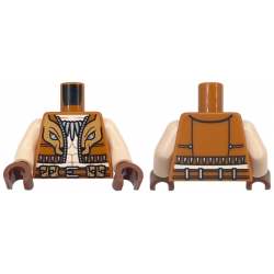 Torso Spider-Man Bare Chest with Fang Necklace, Lion Head Vest and Belt with Pouches Pattern / Light Nougat Arms / Reddish Brown Hands: {тъмно оранжев}