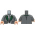 Torso Suit Jacket Open with Pockets and Gold Buttons, Dark Green Lapels, White Shirt, Black Tie Pattern / Dark Bluish Gray Arms / Light Nougat Hands: {тъмно каменно сив}