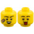 Minifigure, Head Dual Sided, Black Eyebrows, Medium Nougat Bandage and Gap in Teeth / Red Tongue Pattern: {ярко жълт}