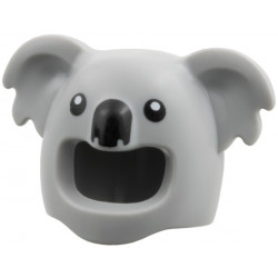 Minifigure, Headgear Head Cover, Costume Koala with Black Eyes and Nose Pattern: {умерено каменно сив}
